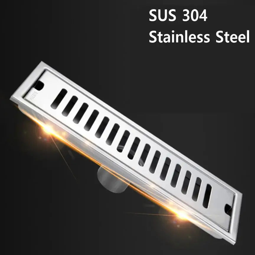 Matte black stainless steel strip floor drain for bathroom shower
