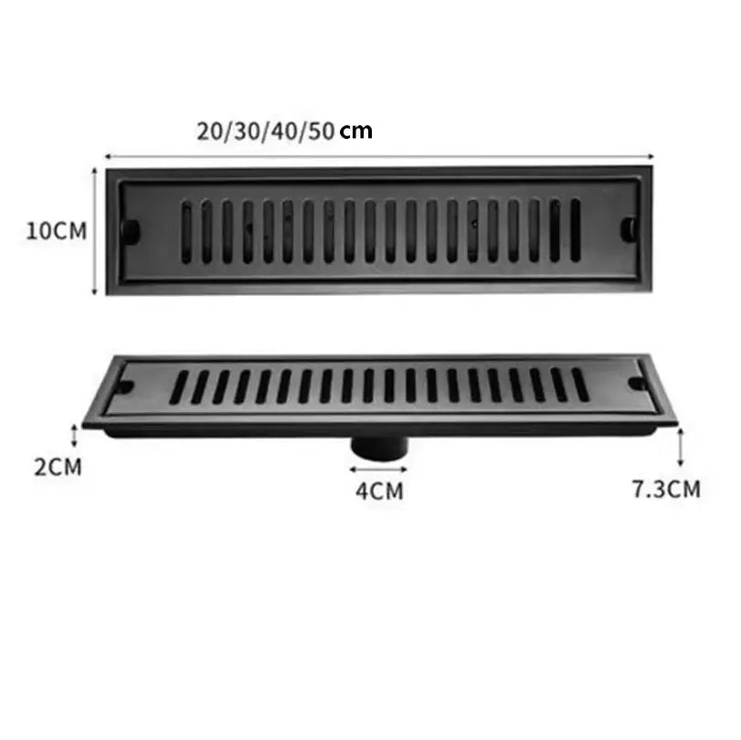 Matte black stainless steel strip floor drain for bathroom shower
