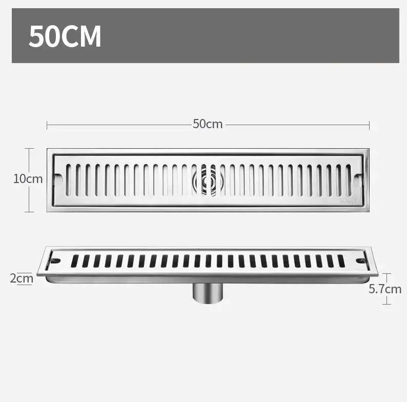 Matte black stainless steel strip floor drain for bathroom shower