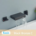 Matte black wall mounted waterfall bathroom faucet with dual handles