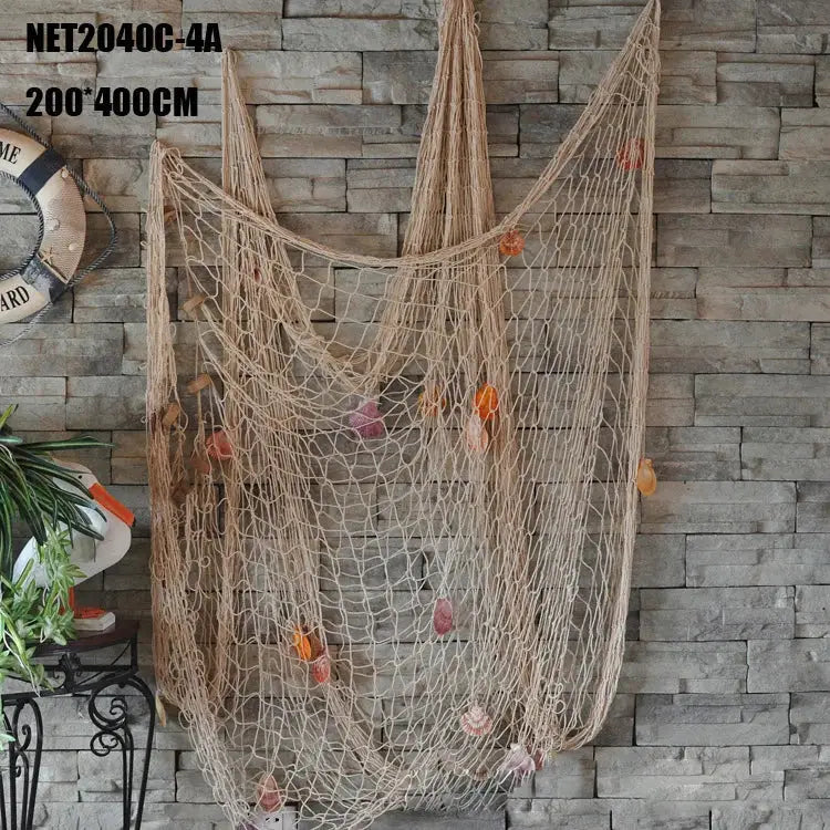 Mediterranean beige decorative fishing net wall hanging living room