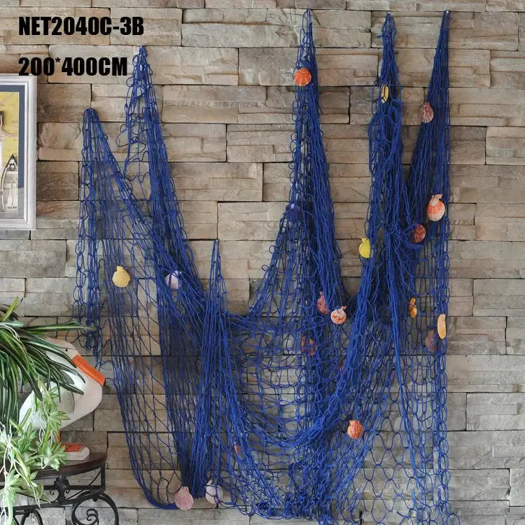 Mediterranean beige decorative fishing net wall hanging living room