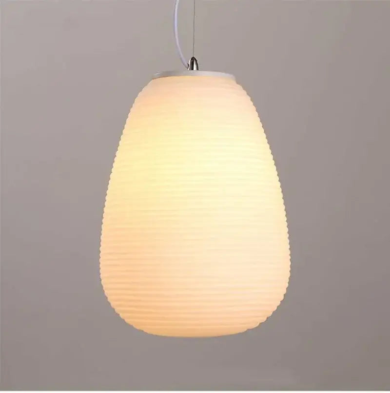 Milky white glass whorls cocoon pendant light for dining room