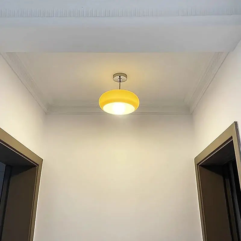Minimalist amber glass copper led ceiling light for hallway