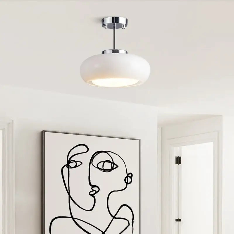 Minimalist amber glass copper led ceiling light for hallway