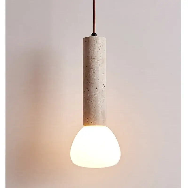 Minimalist beige and white glass stone led pendant light kitchen