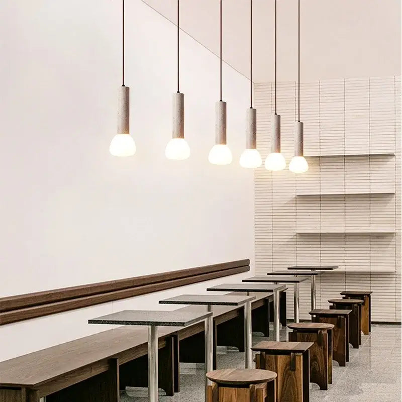 Minimalist beige and white glass stone led pendant light kitchen