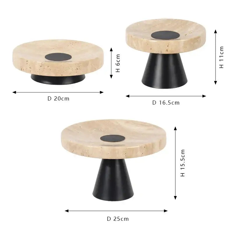 Minimalist beige travertine marble tray dining room serving stand