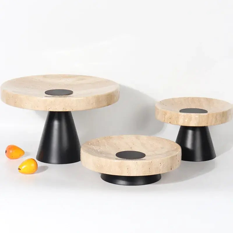 Minimalist beige travertine marble tray dining room serving stand
