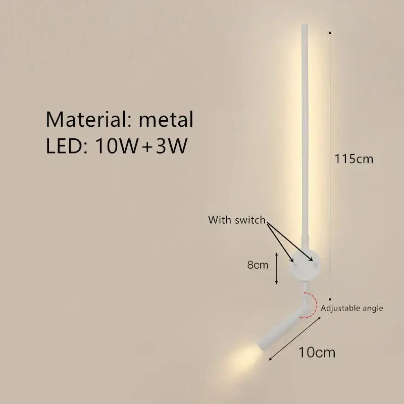 Minimalist black adjustable angle wall lamp bedroom reading sconce