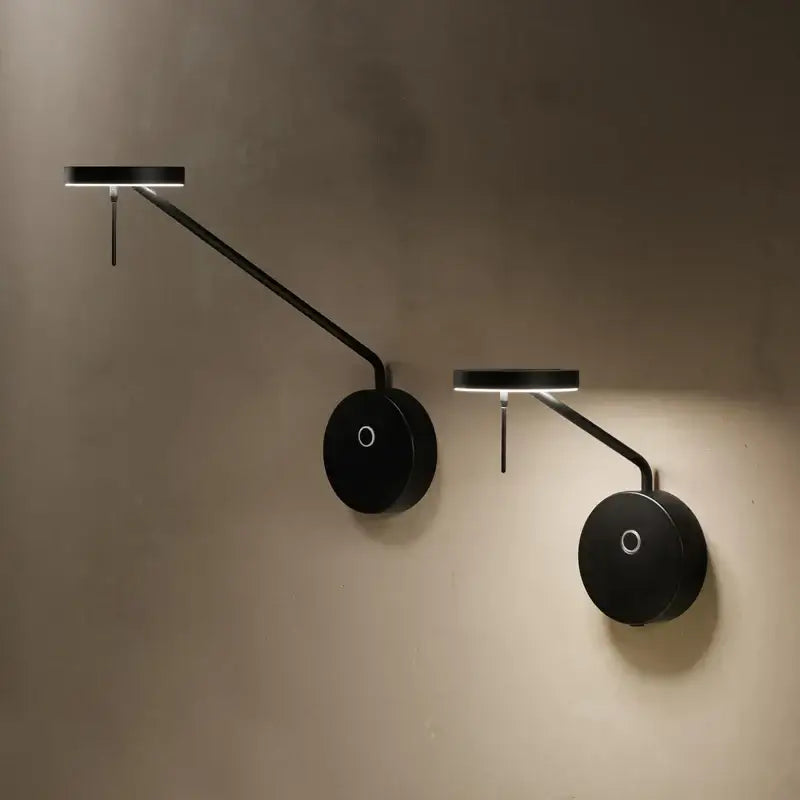 Minimalist black adjustable swing arm wall lamp for bedroom