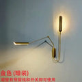 Minimalist black adjustable vintage wall lamp bedroom reading light