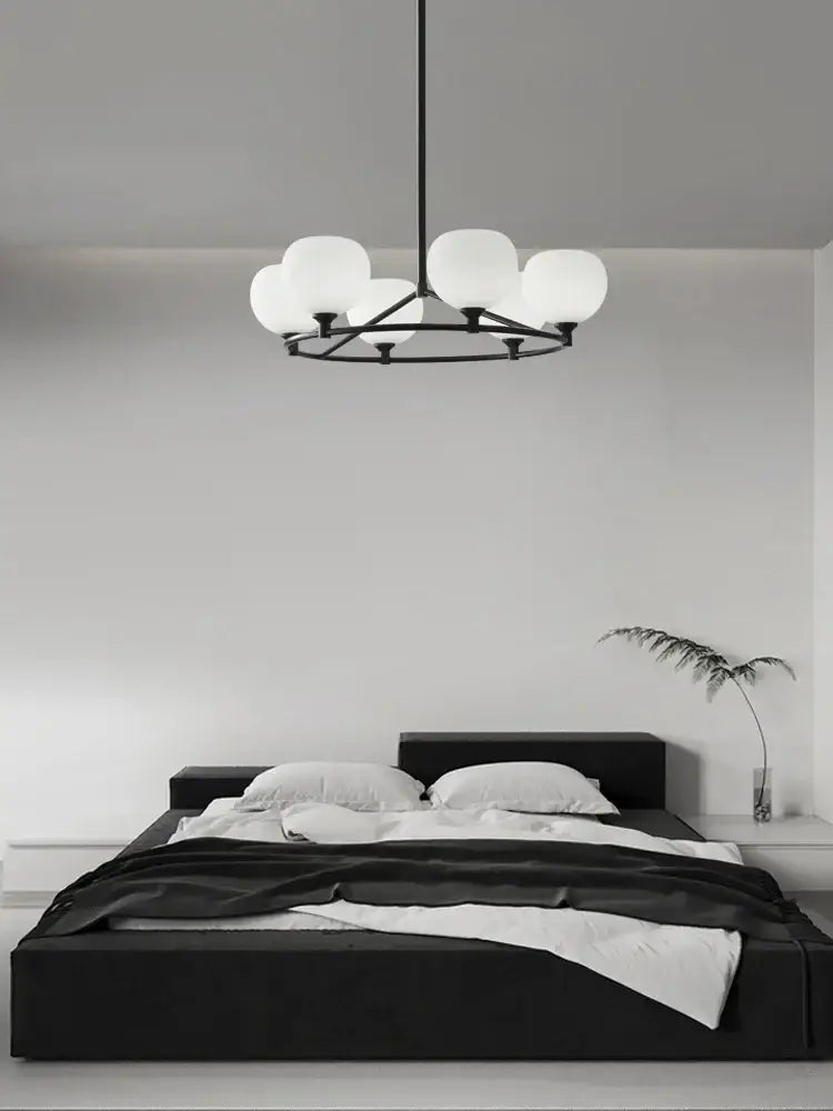 Minimalist black and copper glass chandelier dining room globe light