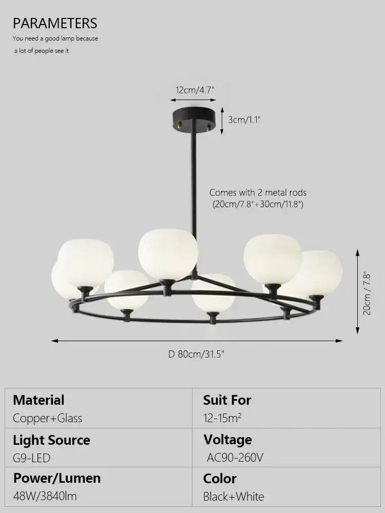 Minimalist black decorbites copper glass chandelier dining room light