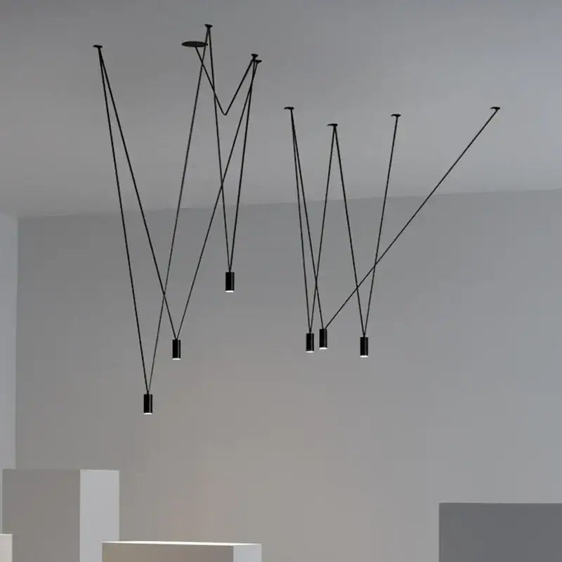 Minimalist black geometric pendant lamp for living room