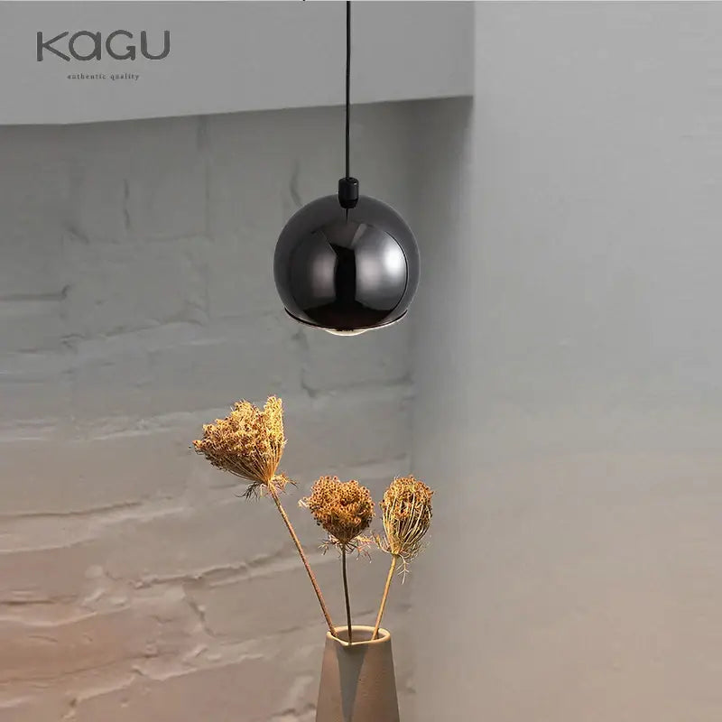Minimalist black glossy pendant light bedroom and kitchen island