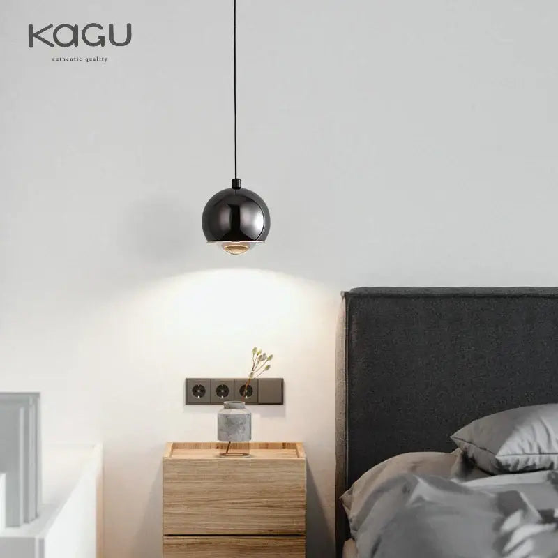 Minimalist black glossy pendant light bedroom and kitchen island