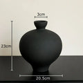 Minimalist black matte big belly ceramic vase living room decor