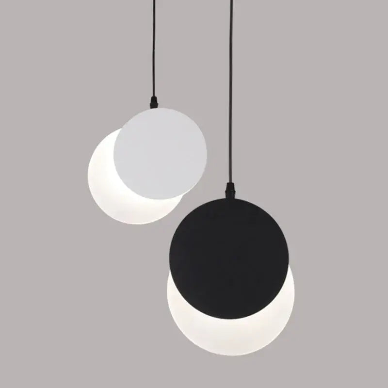 Minimalist black & white crescent moon pendant chandelier bedroom light