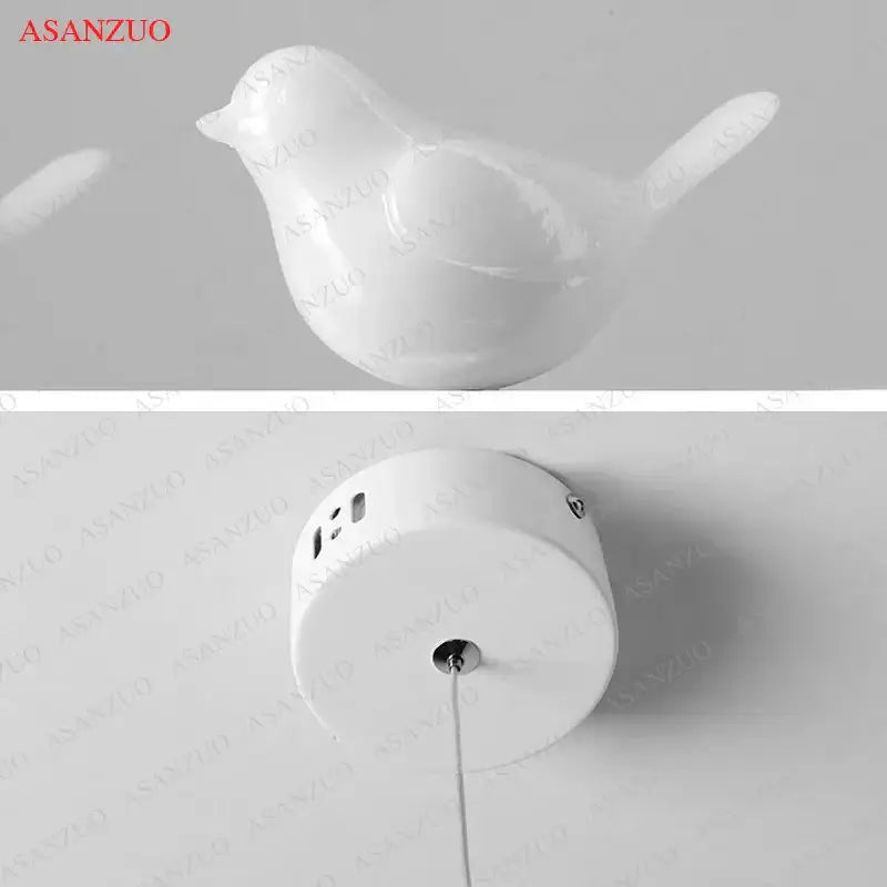 Minimalist black & white decorbites bird chandelier dining room light