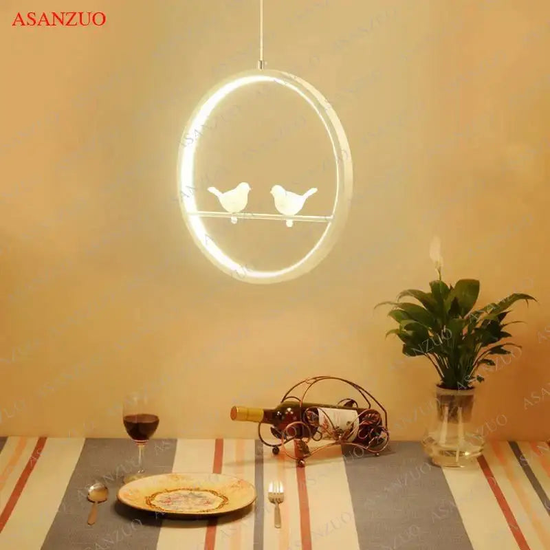 Minimalist black & white decorbites bird chandelier dining room light