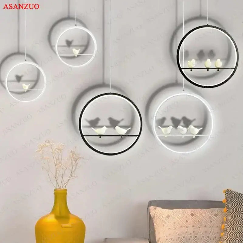 Minimalist black & white decorbites bird chandelier dining room light