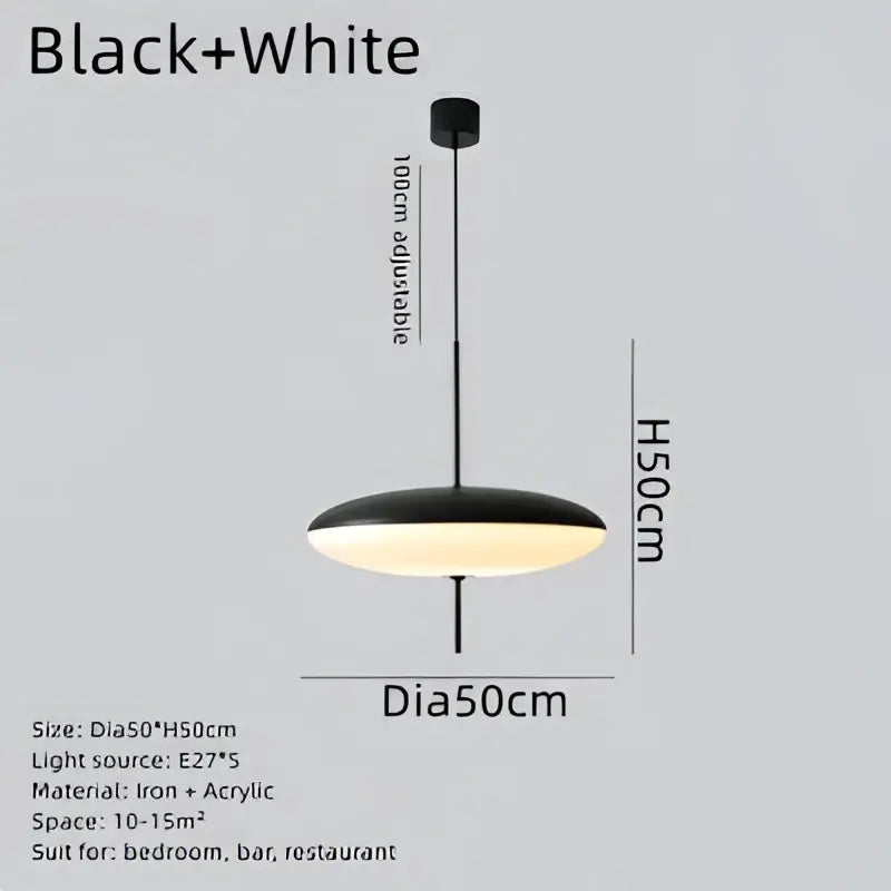 Minimalist black & white designer pendant light for dining room