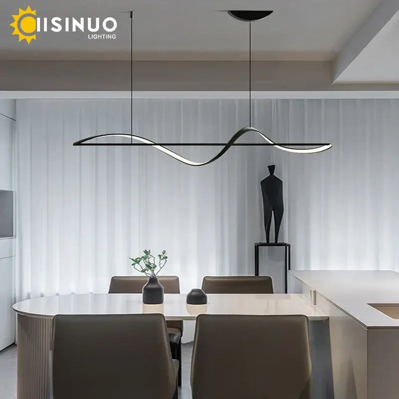 Minimalist black & white dimmable led linear chandelier dining room