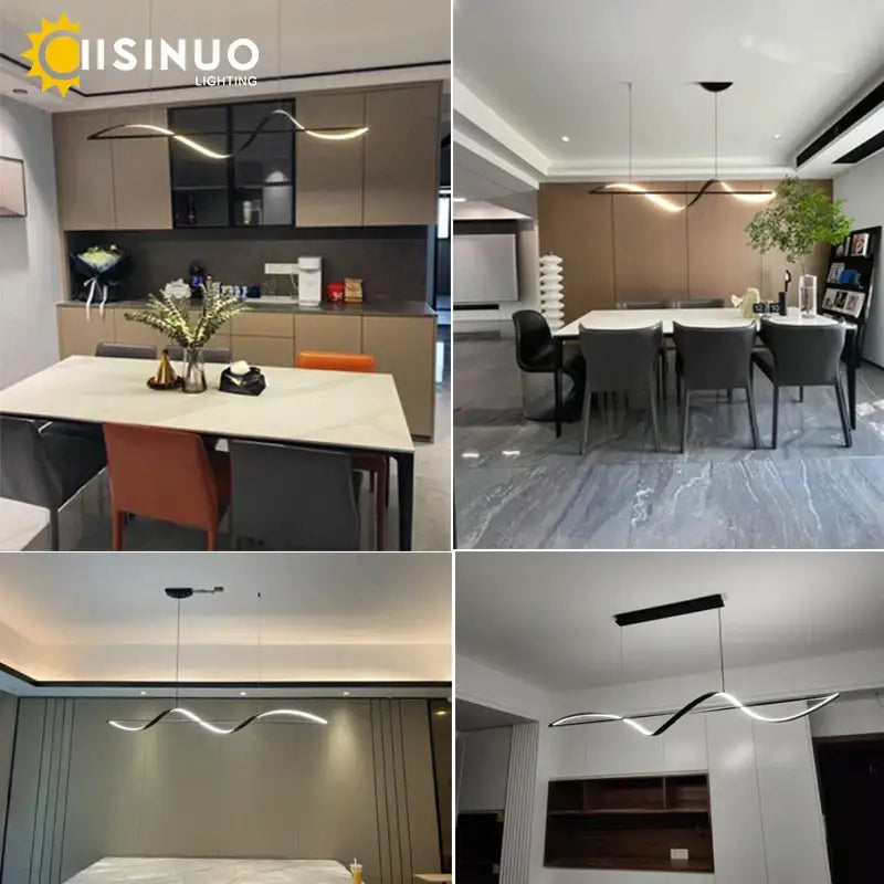 Minimalist black & white dimmable led linear chandelier dining room
