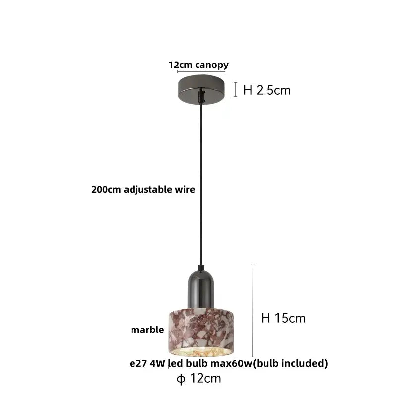 Minimalist brass & beige concrete pendant light dining room