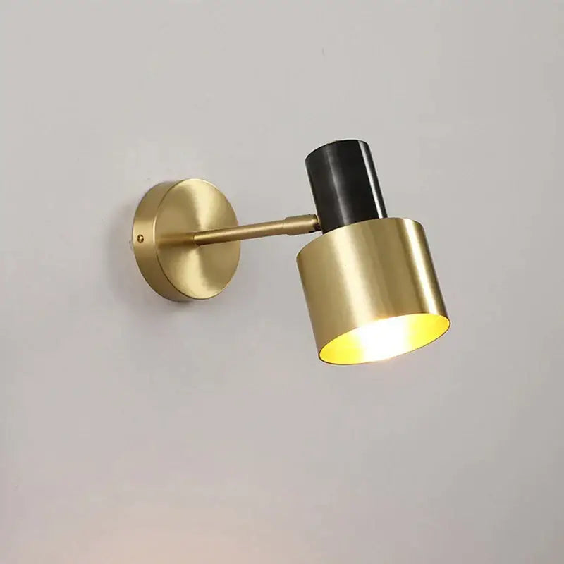 Minimalist brass & black iron wall lamp bedroom sconce