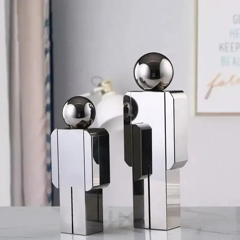 Minimalist chrome decorbites crystal man statue living room figurine