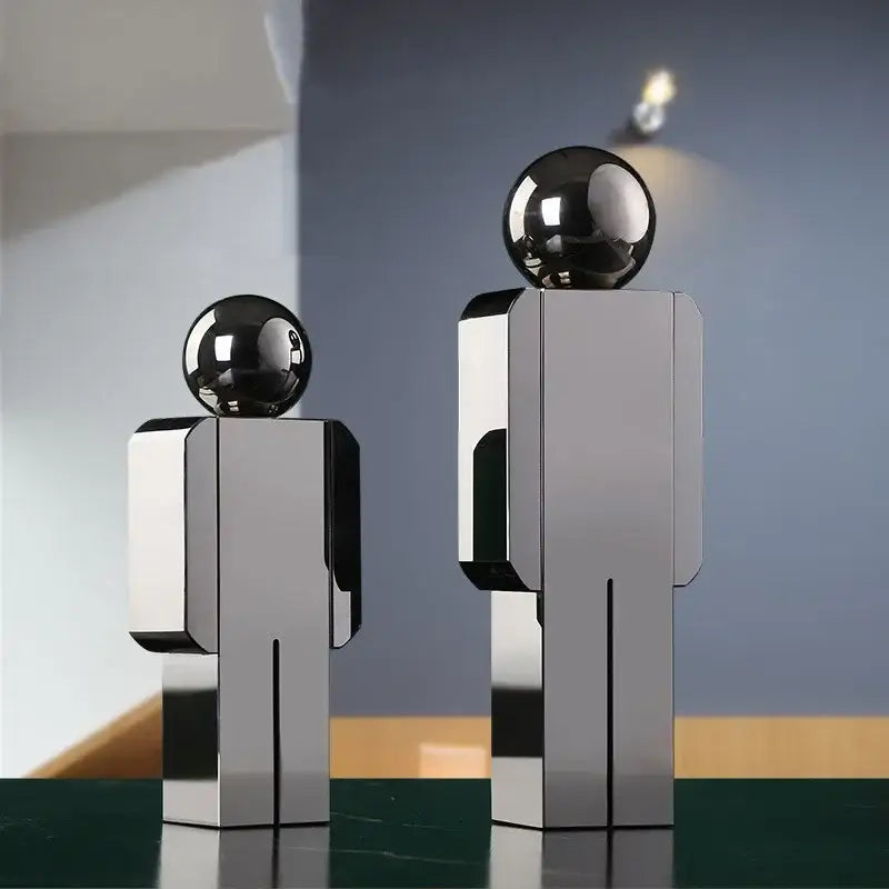 Minimalist chrome decorbites crystal man statue living room figurine