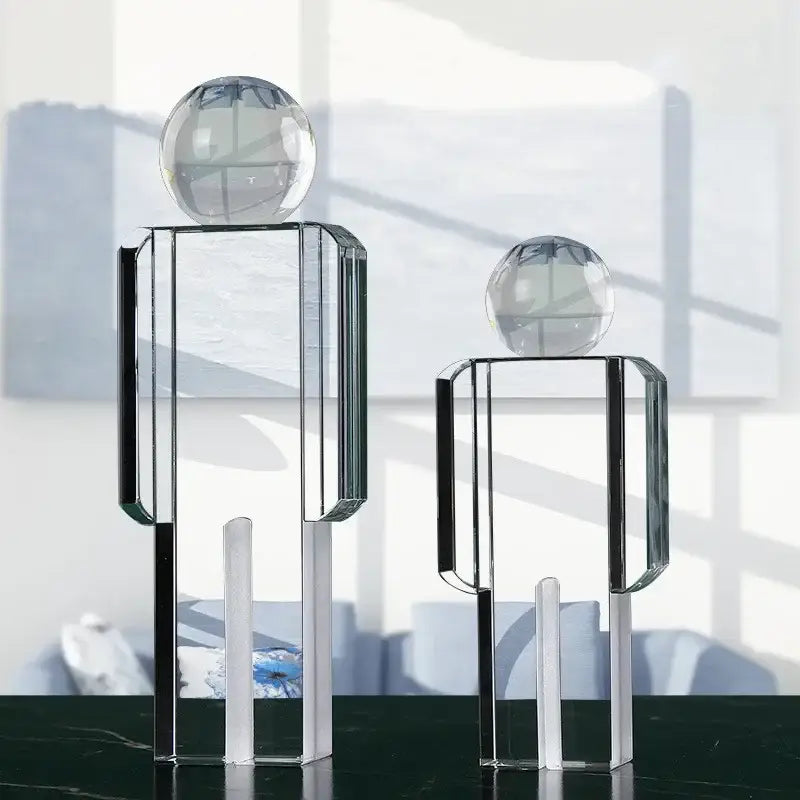 Minimalist chrome decorbites crystal man statue living room figurine