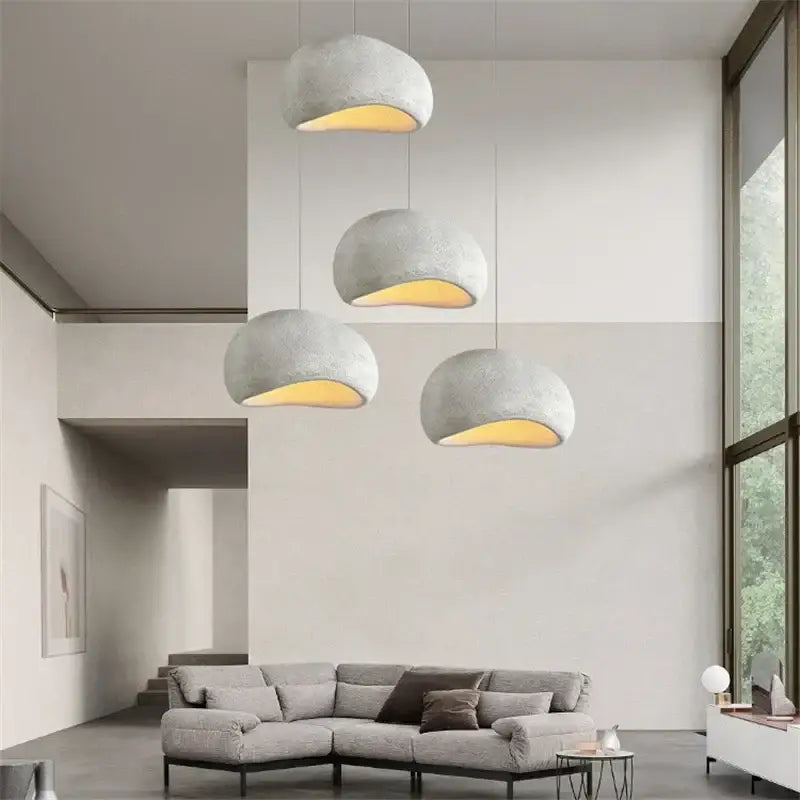Minimalist concrete cobblestone pendant lights dining room art deco