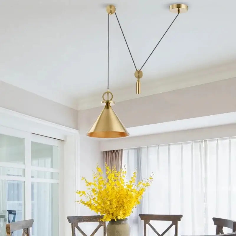 Minimalist gold adjustable linear pendant lights dining room