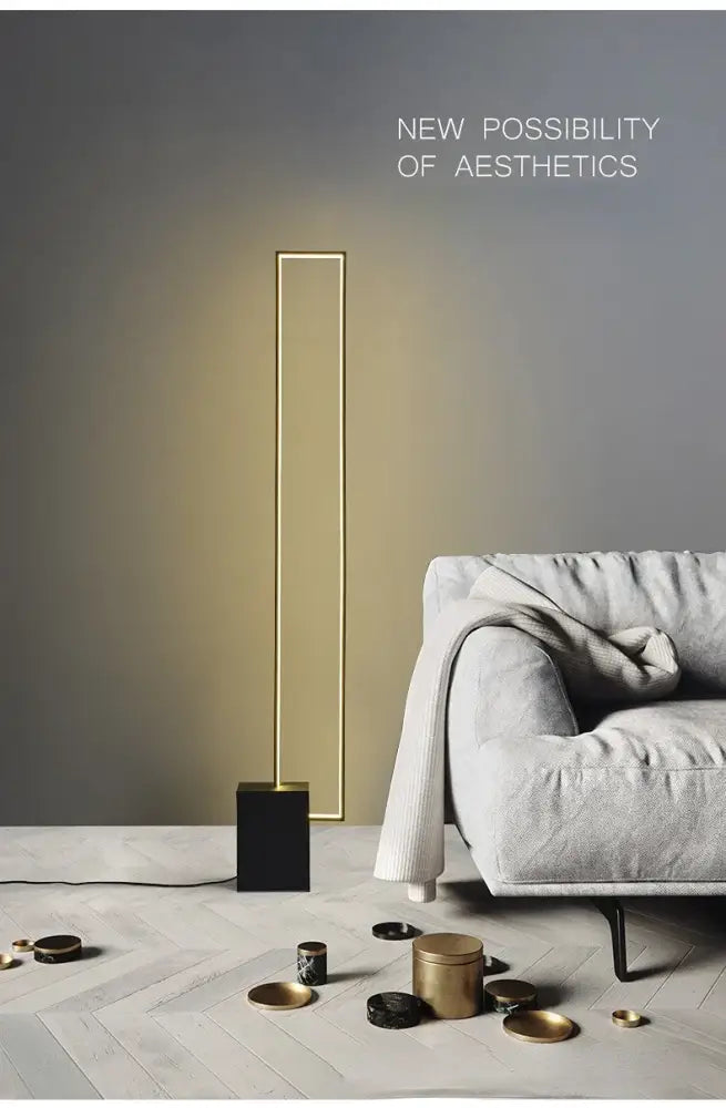 Minimalist gold and black geometric led floor lamp living room light