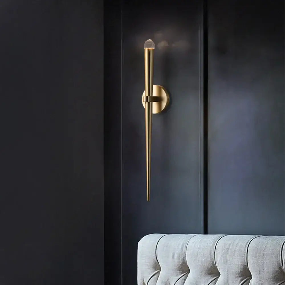 Minimalist gold crystal wall sconce bedroom light