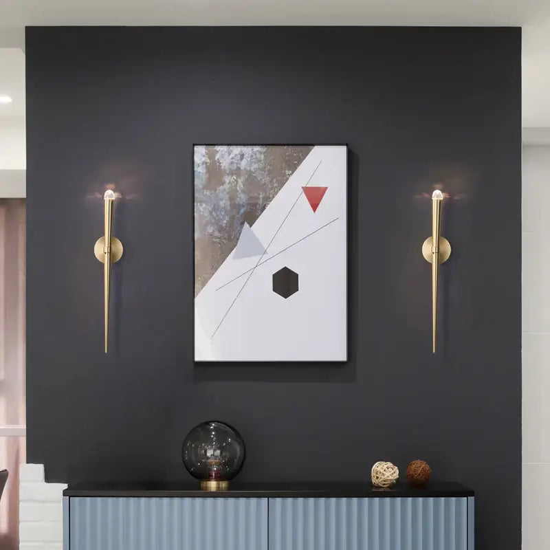 Minimalist gold crystal wall sconce bedroom light