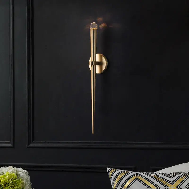 Minimalist gold crystal wall sconce bedroom light