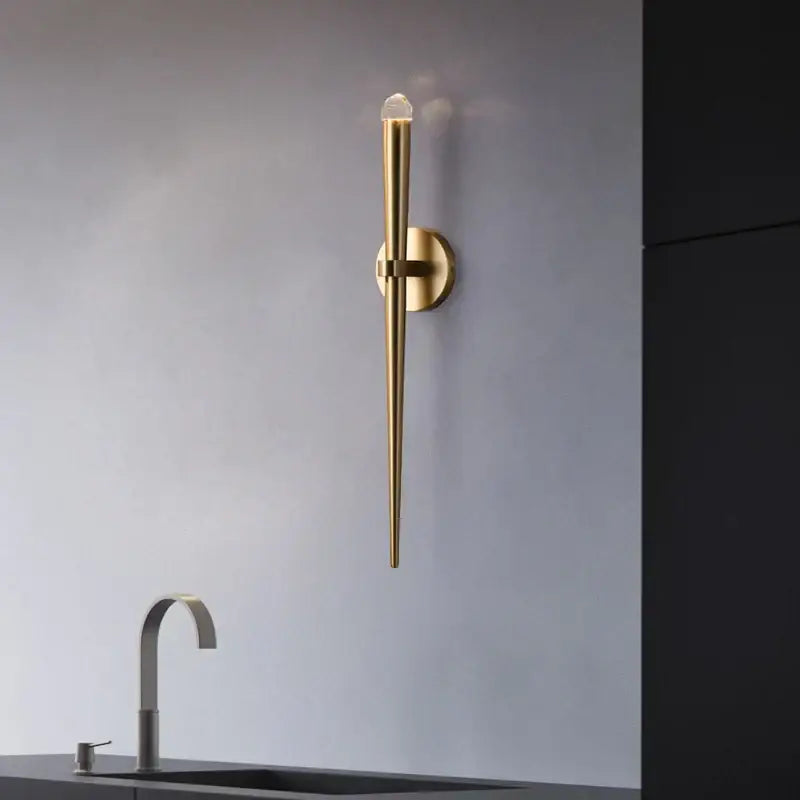 Minimalist gold crystal wall sconce bedroom light