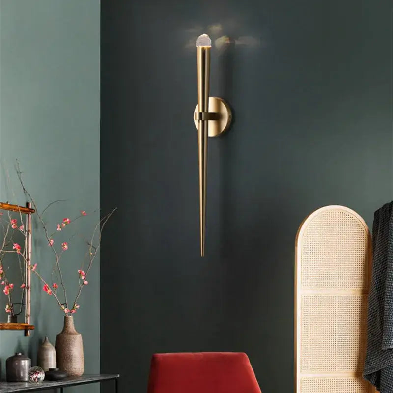 Minimalist gold crystal wall sconce bedroom light