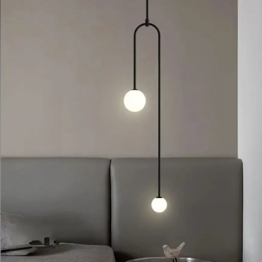 Minimalist gold double head glass ball pendant lights bedroom