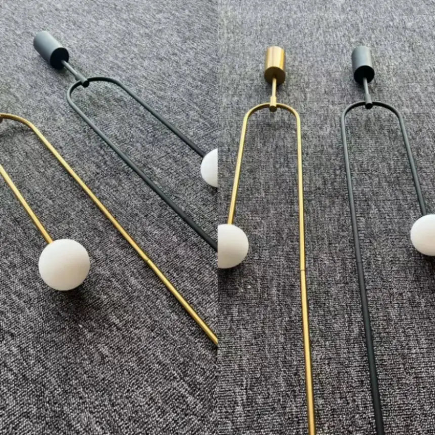 Minimalist gold double head glass ball pendant lights bedroom