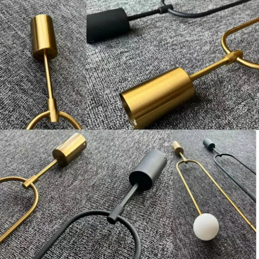 Minimalist gold double head glass ball pendant lights bedroom