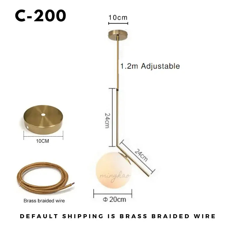 Minimalist gold glass ball led chandelier dining room pendant light
