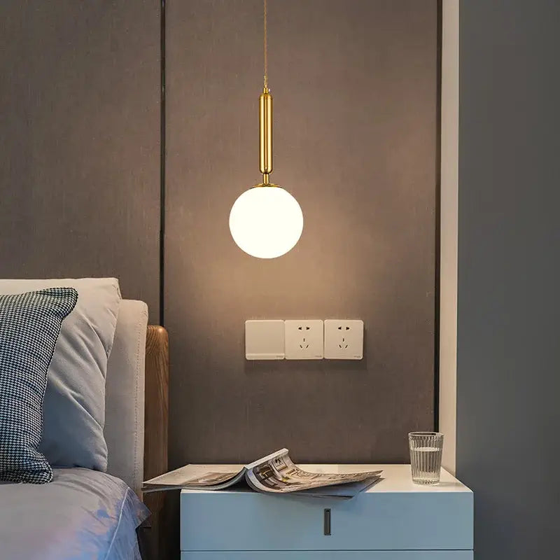 Minimalist gold glass ball led chandelier dining room pendant light