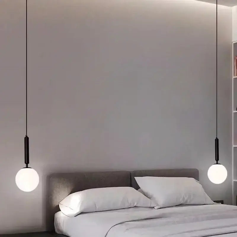 Minimalist gold glass ball led pendant chandelier for kitchen island