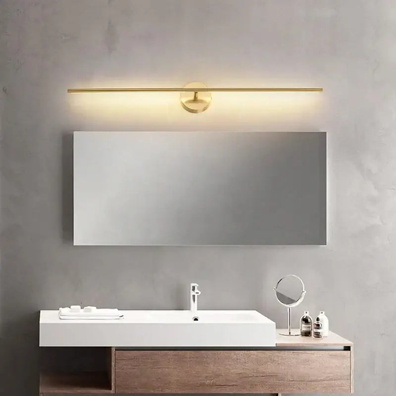 Minimalist gold linear led wall sconce lamps bathroom light fixture