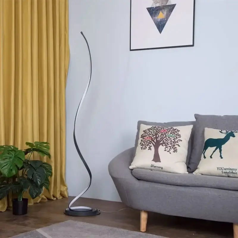 Minimalist gold standing lamp living room warm led light strip